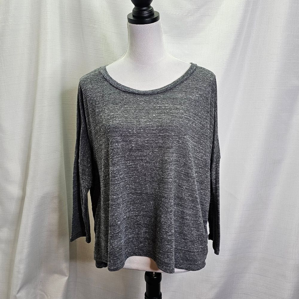 Old Navy Heather Gray Relaxed Fit Long Sleeve Slub Tee Size Large